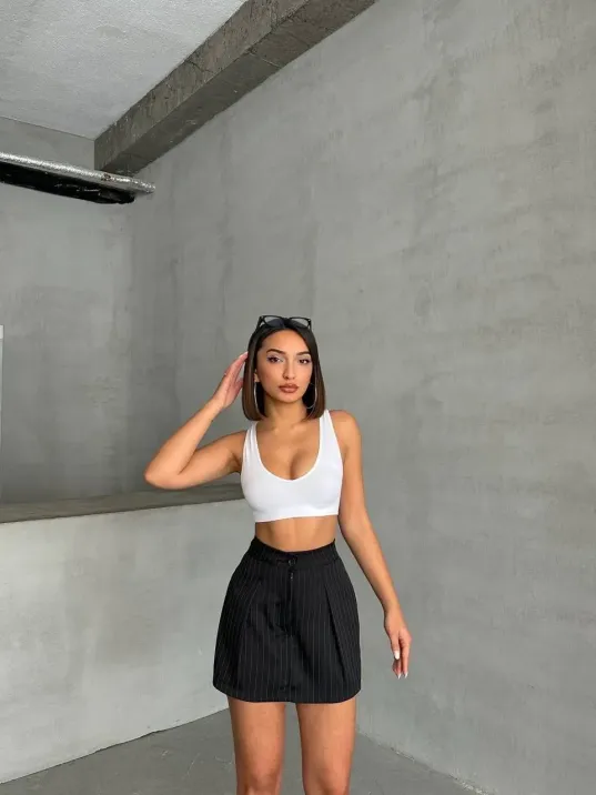 Çizgili Şort Etek Çizgili Şort Etek