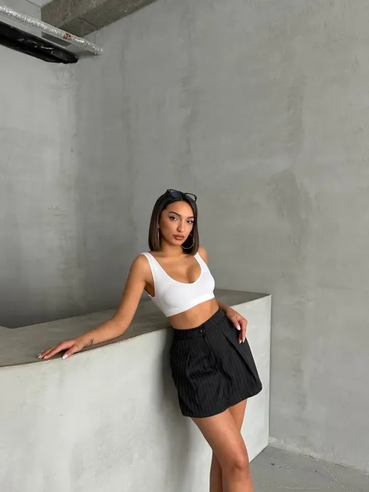 Çizgili Şort Etek Çizgili Şort Etek