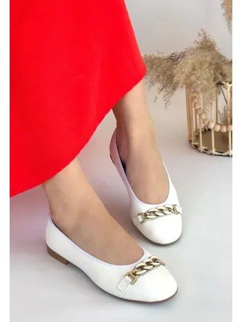 Cleo Beyaz Cilt Babet Ayakkabı Cleo Beyaz Cilt Babet Ayakkabı