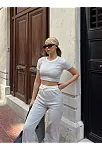 Crop Pantolon Biyeli Takım Gri