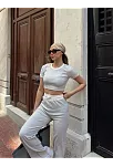 Crop Pantolon Biyeli Takım Gri