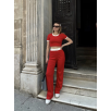 Crop pantolon biyeli takım kırmızı Crop pantolon biyeli takım kırmızı