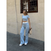 Crop pantolon biyeli takım mavi Crop pantolon biyeli takım mavi