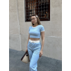 Crop pantolon biyeli takım mavi Crop pantolon biyeli takım mavi