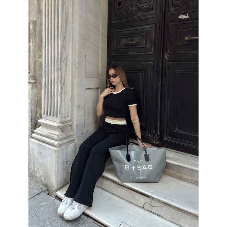 Crop pantolon biyeli takım siyah Crop pantolon biyeli takım siyah