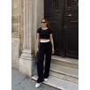 Crop pantolon biyeli takım siyah Crop pantolon biyeli takım siyah