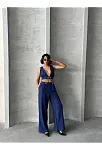 Crop Pantolon Keten Takım S255012