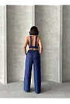 Crop Pantolon Keten Takım S255012