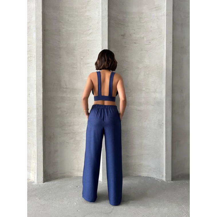 Crop pantolon keten takım s255012 Crop pantolon keten takım s255012