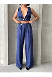Crop Pantolon Keten Takım S255012