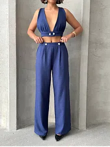 Crop Pantolon Keten Takım S255012