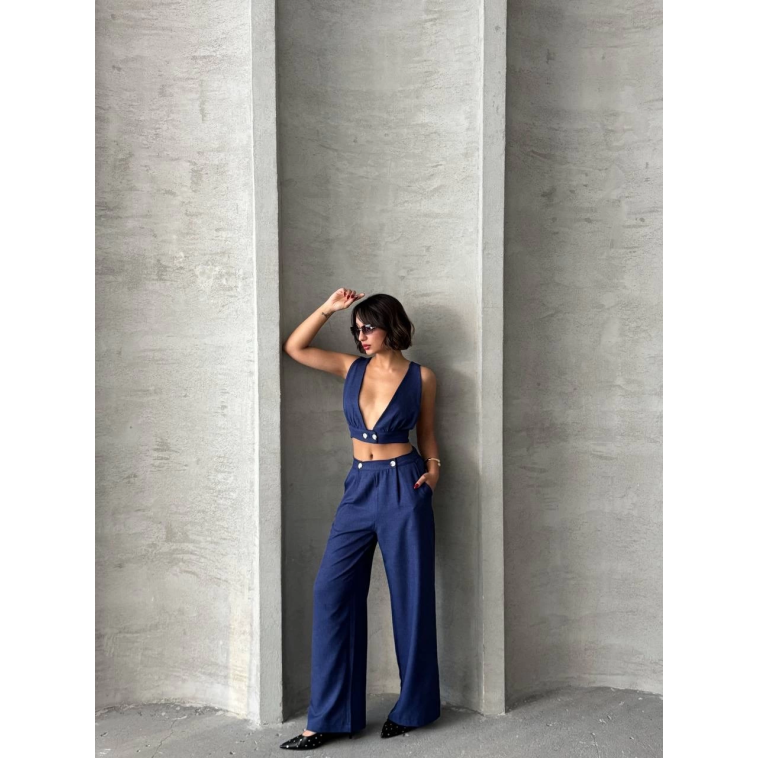 Crop pantolon keten takım s255012 Crop pantolon keten takım s255012