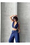 Crop Pantolon Keten Takım S255012