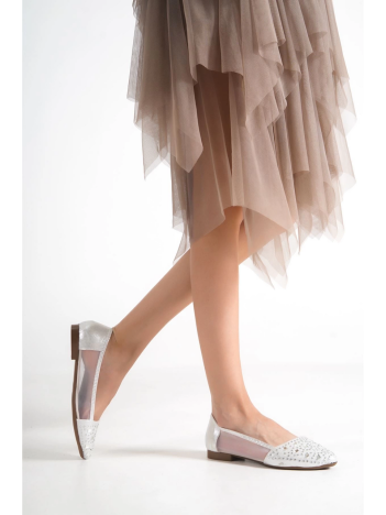 Pasy Gümüş Taşlı Babet Ayakkabı