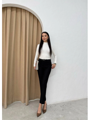 Dar Paça Kemerli Kumaş Pantolon Siyah Pt53 Dar Paça Kemerli Kumaş Pantolon Siyah Pt53