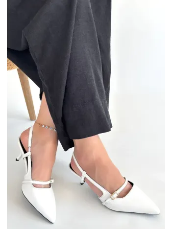 Darina Beyaz Cilt Topuklu Ayakkabı