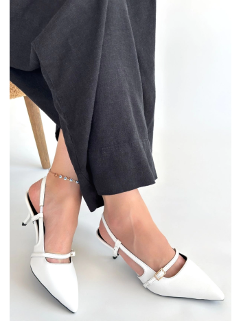 Darina Beyaz Cilt Topuklu Ayakkabı Darina Beyaz Cilt Topuklu Ayakkabı