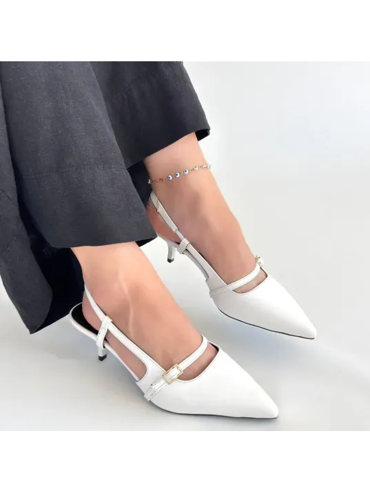 Darina Beyaz Cilt Topuklu Ayakkabı Darina Beyaz Cilt Topuklu Ayakkabı