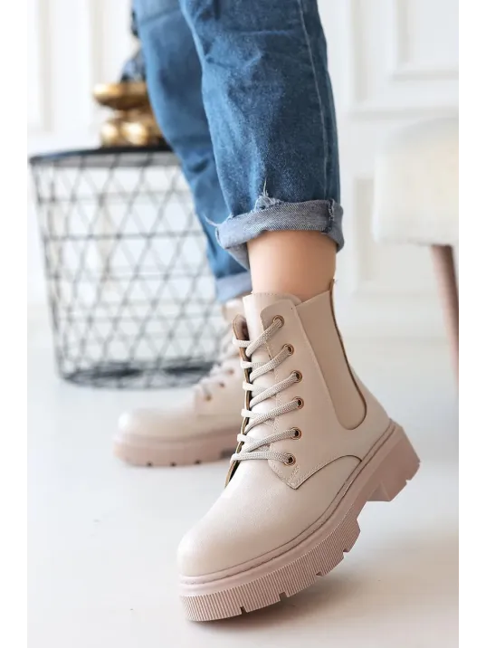 Daum Bej Cilt Bağcıklı Bot Daum Bej Cilt Bağcıklı Bot