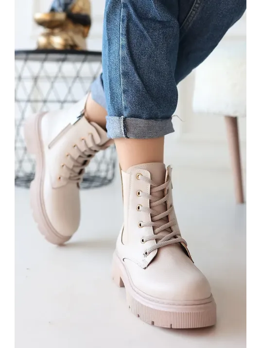 Daum Bej Cilt Bağcıklı Bot Daum Bej Cilt Bağcıklı Bot