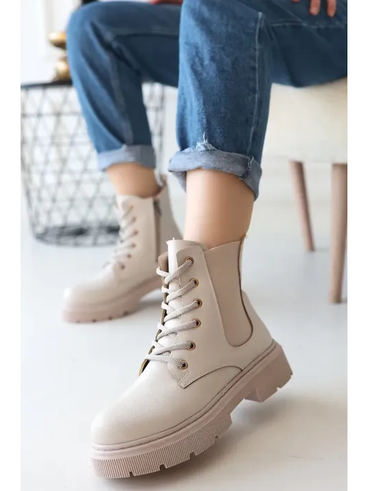 Daum Bej Cilt Bağcıklı Bot Daum Bej Cilt Bağcıklı Bot