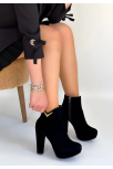 Denta Siyah Süet Topuklu Bot