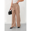 Deri Geniş Paça Beli Lastikli Pantolon Bej H263644