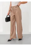 Deri Geniş Paça Beli Lastikli Pantolon Bej H263644