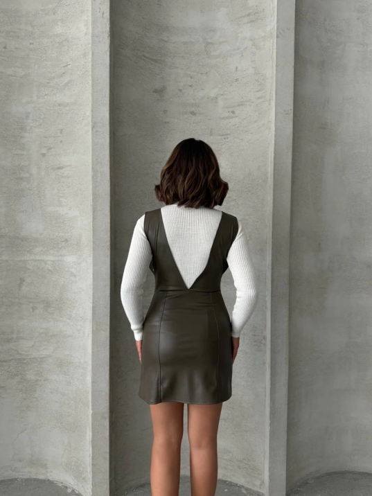 Deri jile elbise haki w24796 Deri jile elbise haki w24796