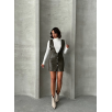 Deri jile elbise haki w24796
