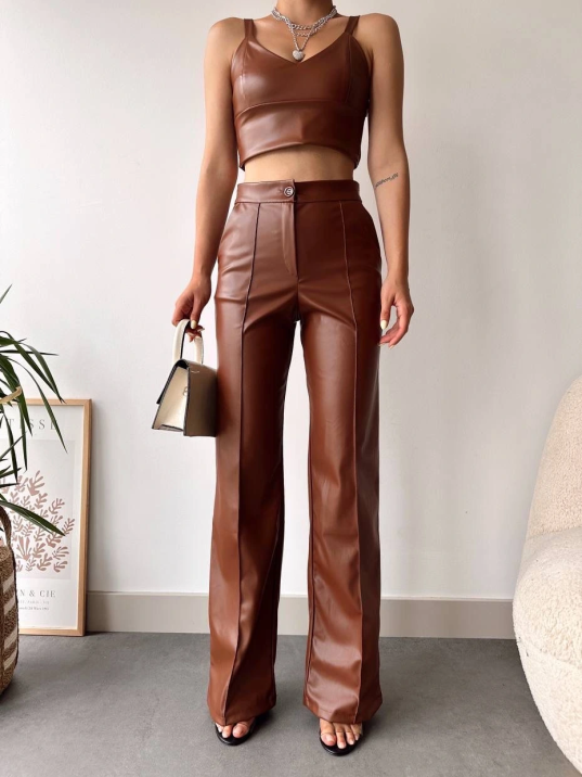 Deri Palazzo Pantolon Kahve Hf Deri Palazzo Pantolon Kahve Hf