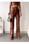 Deri Palazzo Pantolon Kahve Hf