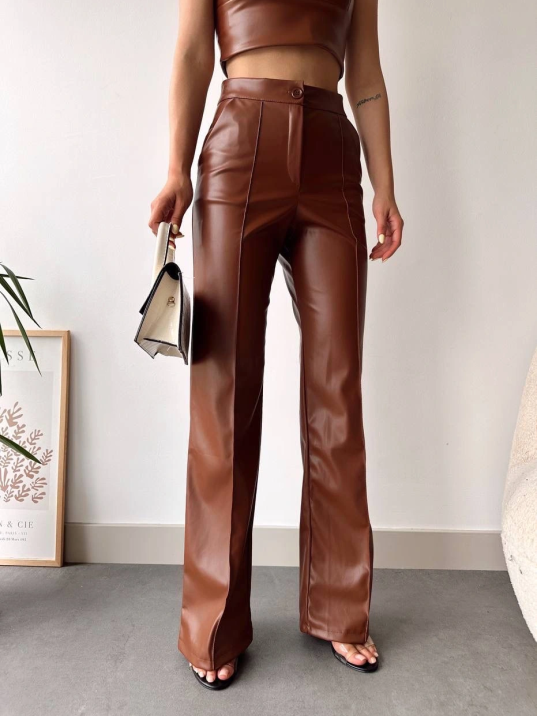 Deri Palazzo Pantolon Kahve Hf Deri Palazzo Pantolon Kahve Hf