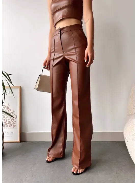 Deri Palazzo Pantolon Kahve Hf