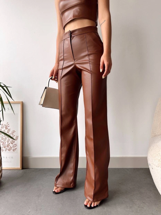 Deri Palazzo Pantolon Kahve Hf Deri Palazzo Pantolon Kahve Hf