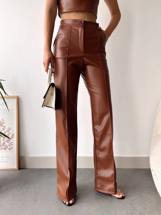 Deri Palazzo Pantolon Kahve Hf Deri Palazzo Pantolon Kahve Hf