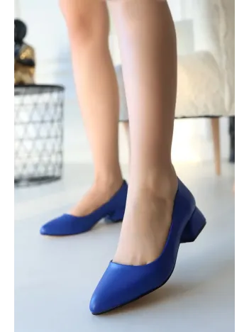 Desniy Mavi Cilt Topuklu Ayakkabı