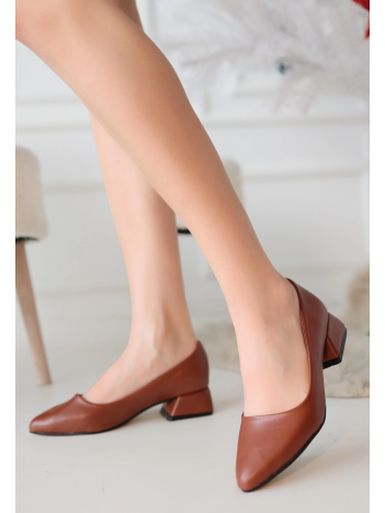 Desniy Taba Cilt Topuklu Ayakkabı Desniy Taba Cilt Topuklu Ayakkabı