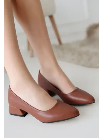 Desniy Taba Cilt Topuklu Ayakkabı Desniy Taba Cilt Topuklu Ayakkabı