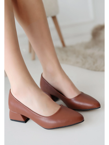 Desniy Taba Cilt Topuklu Ayakkabı Desniy Taba Cilt Topuklu Ayakkabı