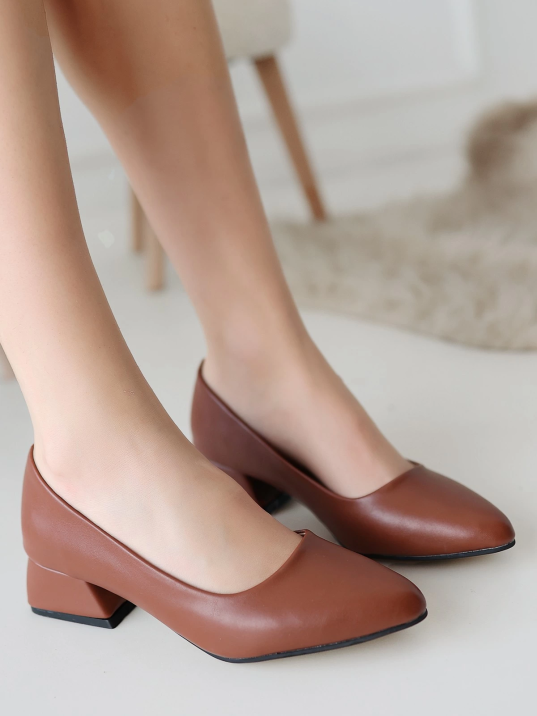 Desniy Taba Cilt Topuklu Ayakkabı Desniy Taba Cilt Topuklu Ayakkabı