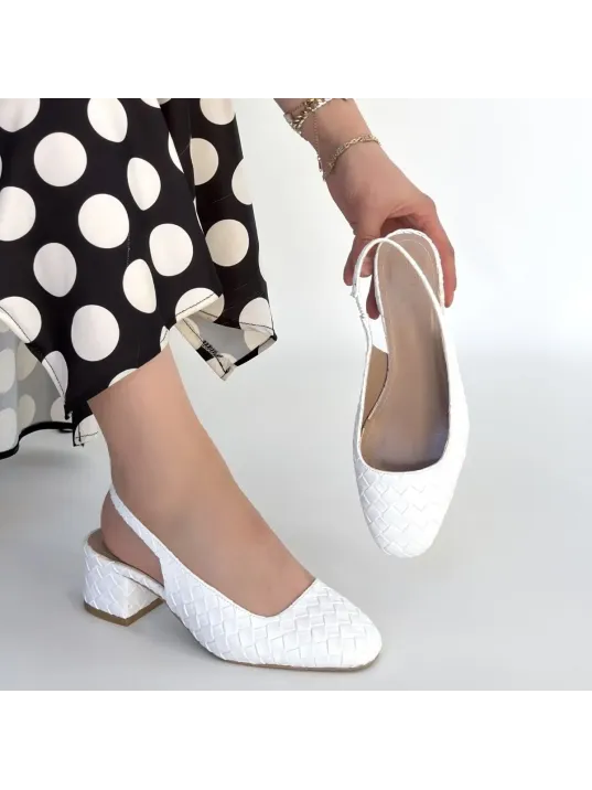 Dier Beyaz Cilt Topuklu Ayakkabı Dier Beyaz Cilt Topuklu Ayakkabı