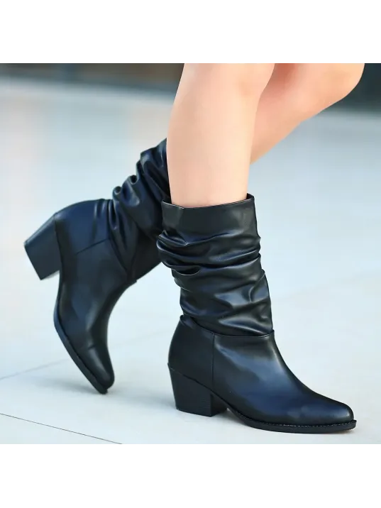 Yior Siyah Cilt Topuklu Bot Yior Siyah Cilt Topuklu Bot