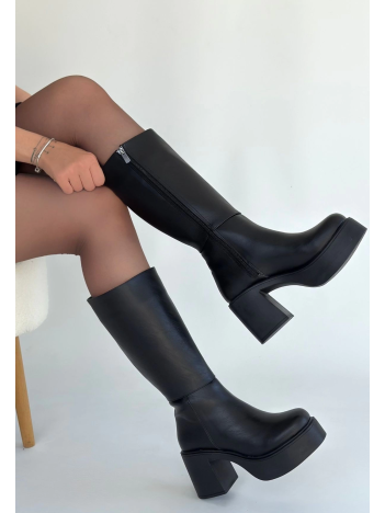 Disan Siyah Cilt Topuklu Çizme Disan Siyah Cilt Topuklu Çizme