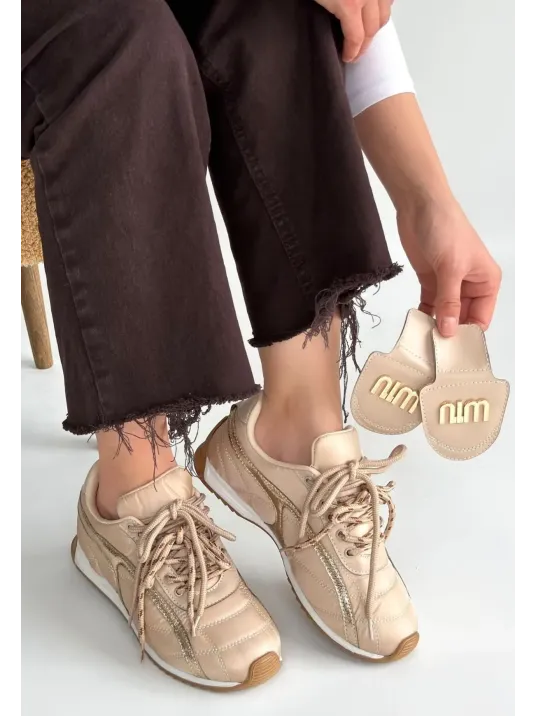 Dissa Bej Cilt Bağcıklı Paraşüt Detaylı Spor Ayakkabı