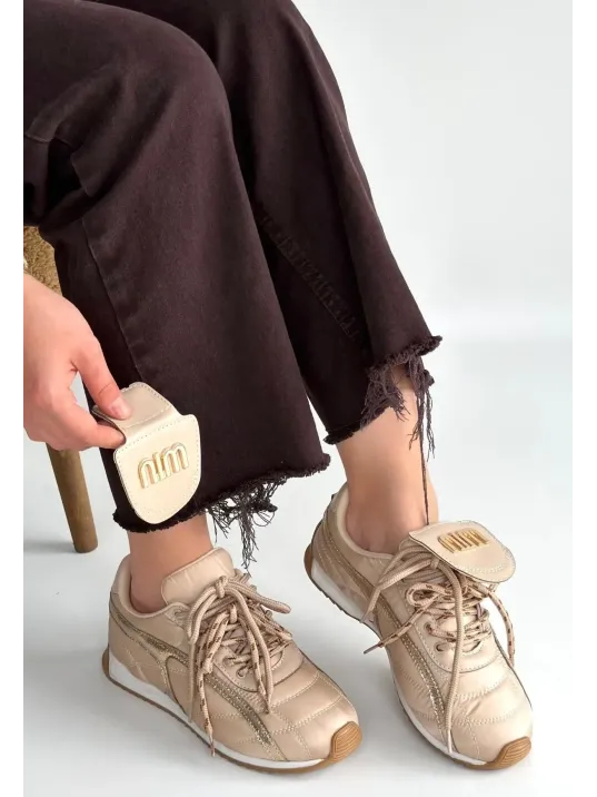 Dissa Bej Cilt Bağcıklı Paraşüt Detaylı Spor Ayakkabı