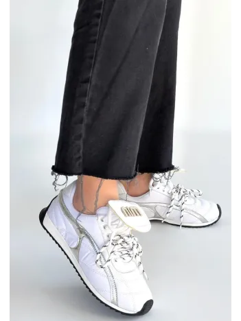 Dissa Beyaz Cilt Bağcıklı Paraşüt Detaylı Spor Ayakkabı
