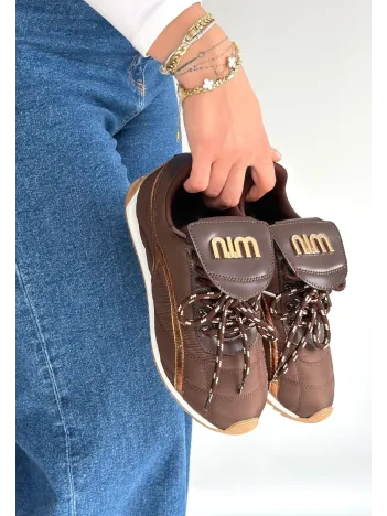 Dissa Kahverengi Cilt Bağcıklı Paraşüt Detaylı Spor Ayakkabı