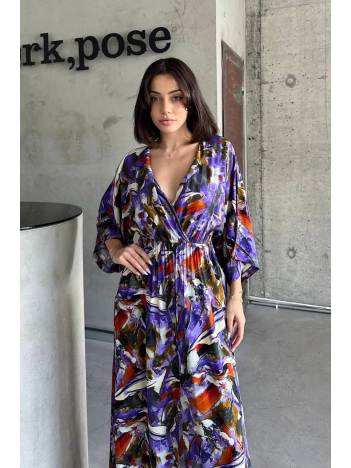 Dokuma baskılı yarasa kol elbise s8124 Dokuma baskılı yarasa kol elbise s8124