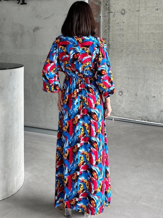 Dokuma baskılı yarasa kol elbise s8124 Dokuma baskılı yarasa kol elbise s8124